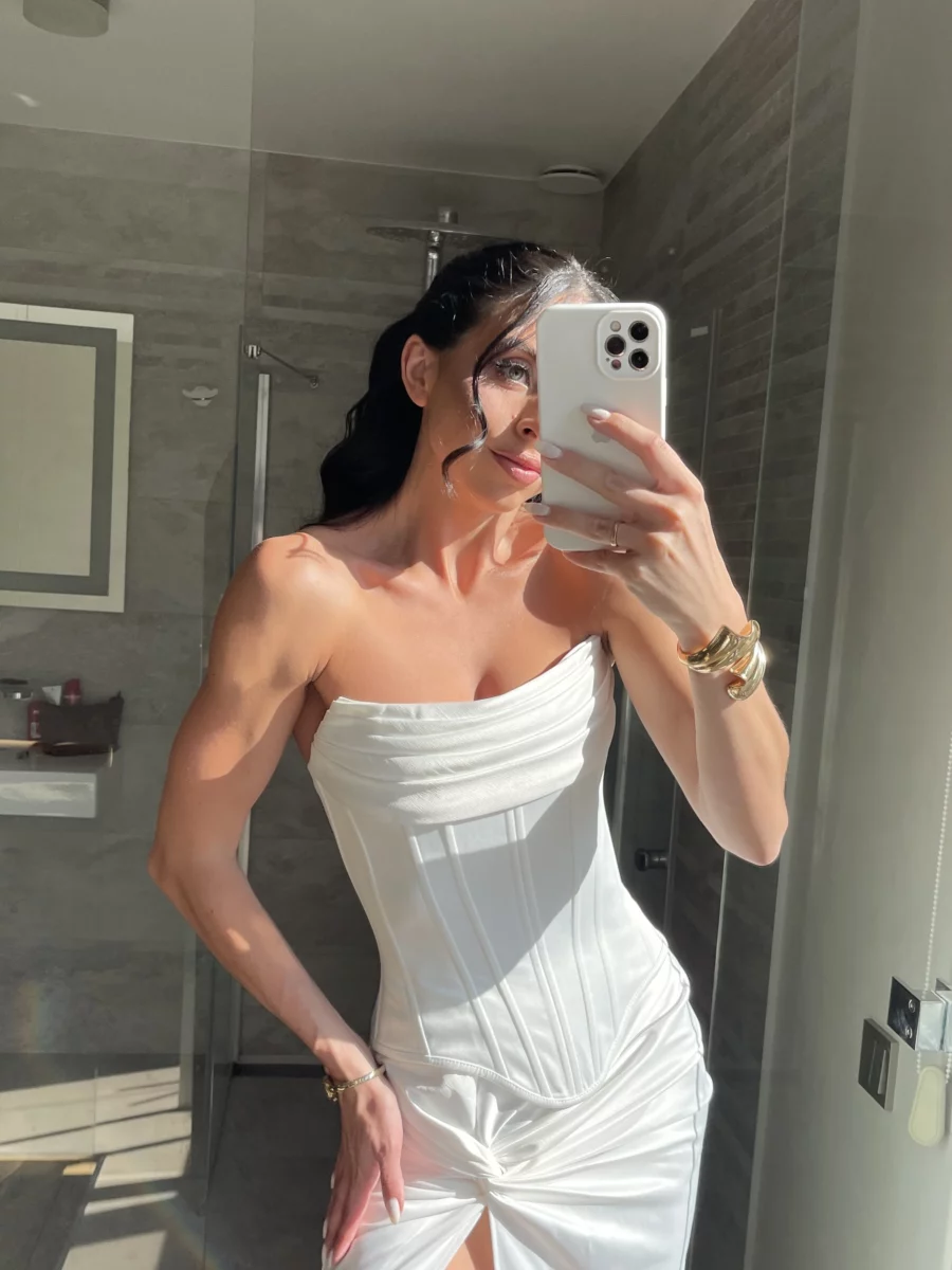 купити корсет зі шнурівкою по спинці білий , молочний з атласу